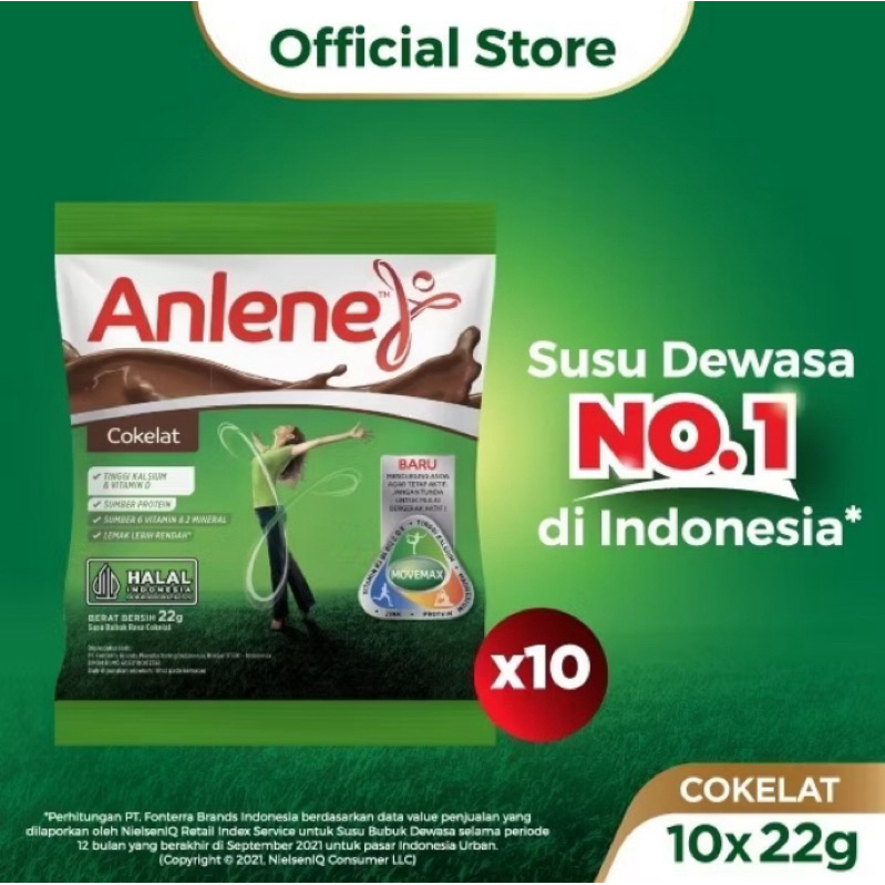 

Anlene Susu Bubuk Dewasa Cokelat 10 x 20g Sachet - Nutrisi Tinggi Kalsium Untuk Tulang, Sendi, dan Otot