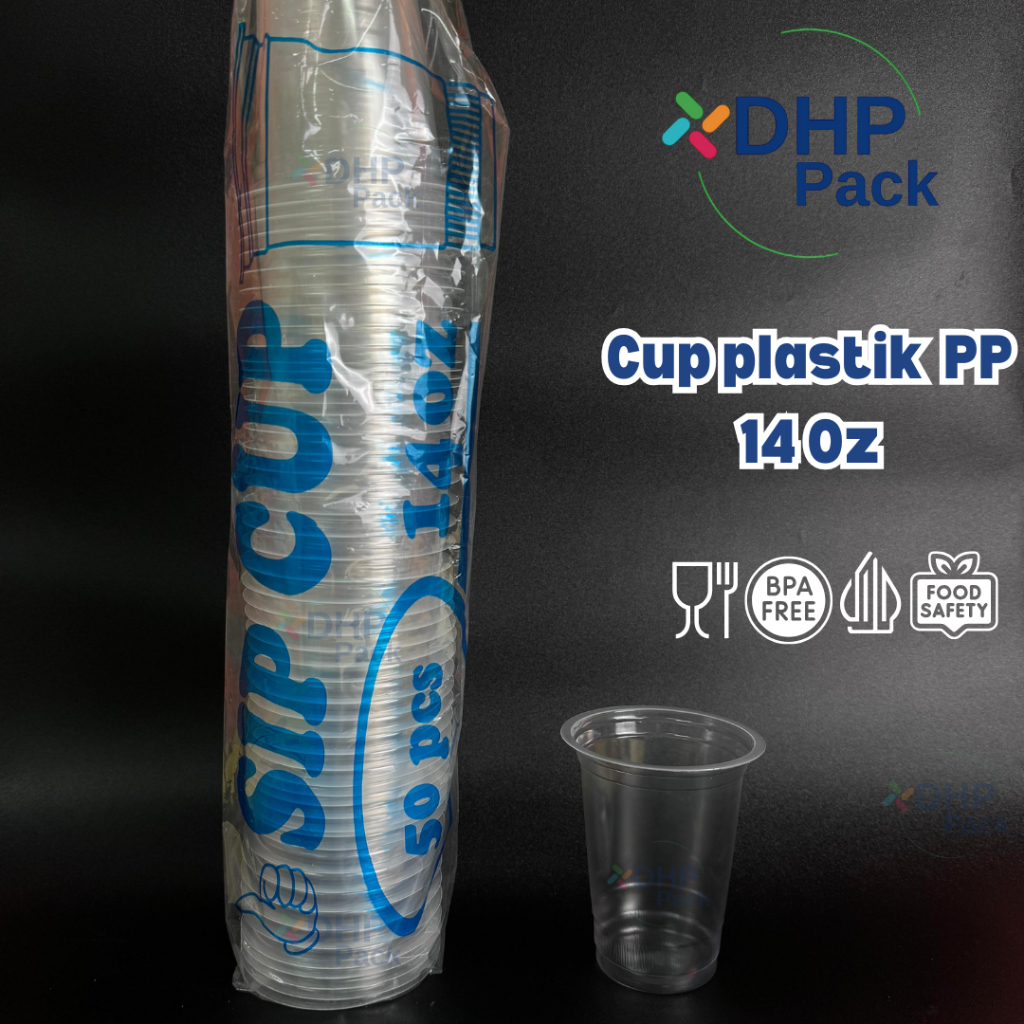 Cup Plastik PP 14 oz Gelas Bening Tebal Gelas Pop Ice Gelas Es Teh Solo Murah Berkualitas
