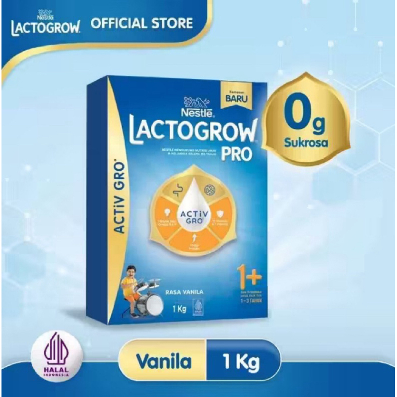 

Nestle LACTOGROW PRO 1+ / LACTOGROW 3 dengan ACTiVGRO Susu Vanilla Box - 1000g [1-3 tahun]