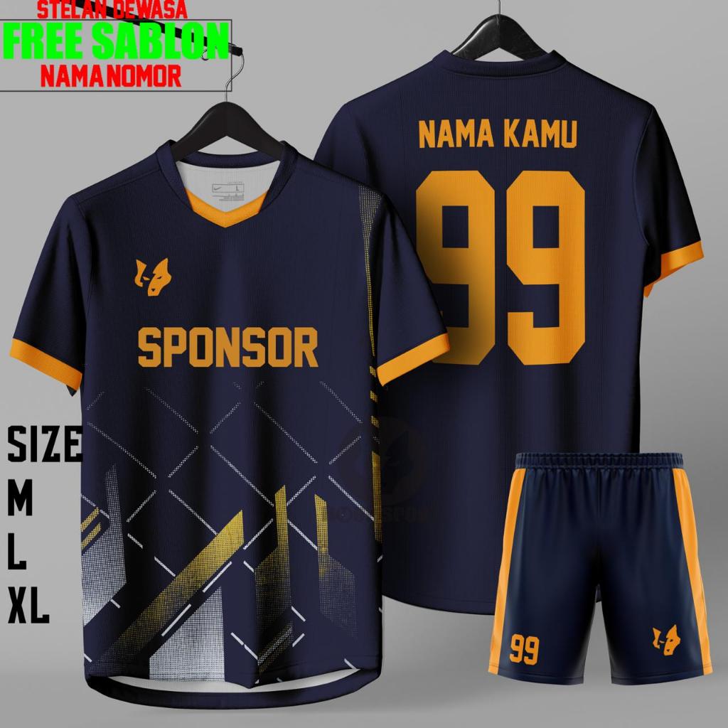 Baju Bola GRATIS SABLON Nama+Nomor Sponsor Jersey Futsal Volli Dewasa Pria Wanita Set Baju Celana / 