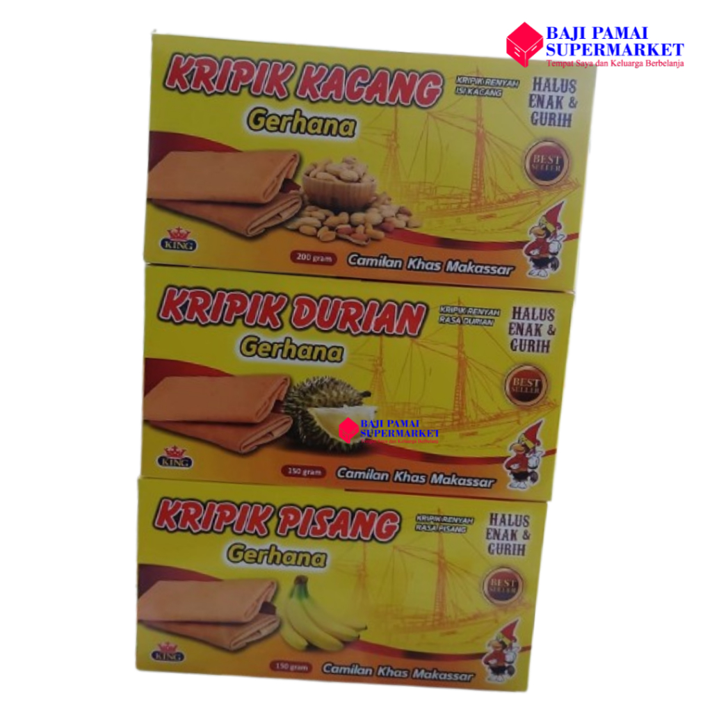 

Kripik Gerhana / Keripik Cemilan khas Makassar - Kripik Kacang / Durian / Pisang