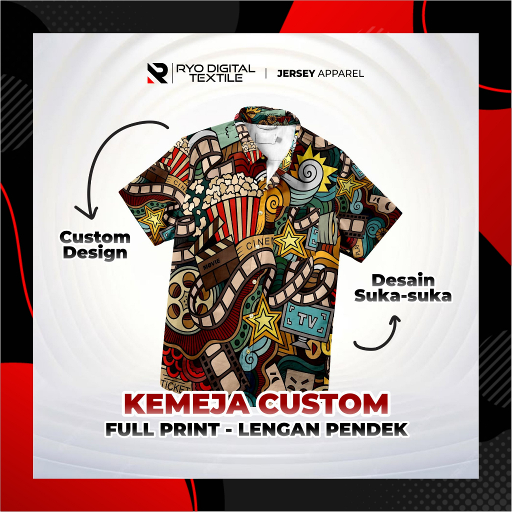 Custom Kemeja Printing Desain Custom - Lengan Pendek