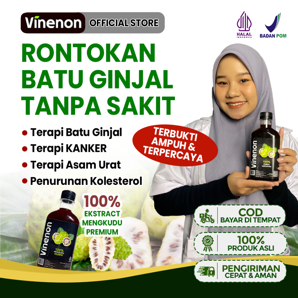 

100% VINENON ASLI - OBAT HERBAL TERBUKTI AMPUH ATASI BATU GINJAL Asam Urat Cuka Mengkudu Halal BPOM