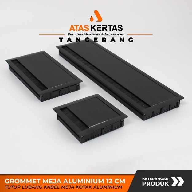 grommet meja kotak 12 cm - gromet tutup lubang kabel meja kotak aluminium black