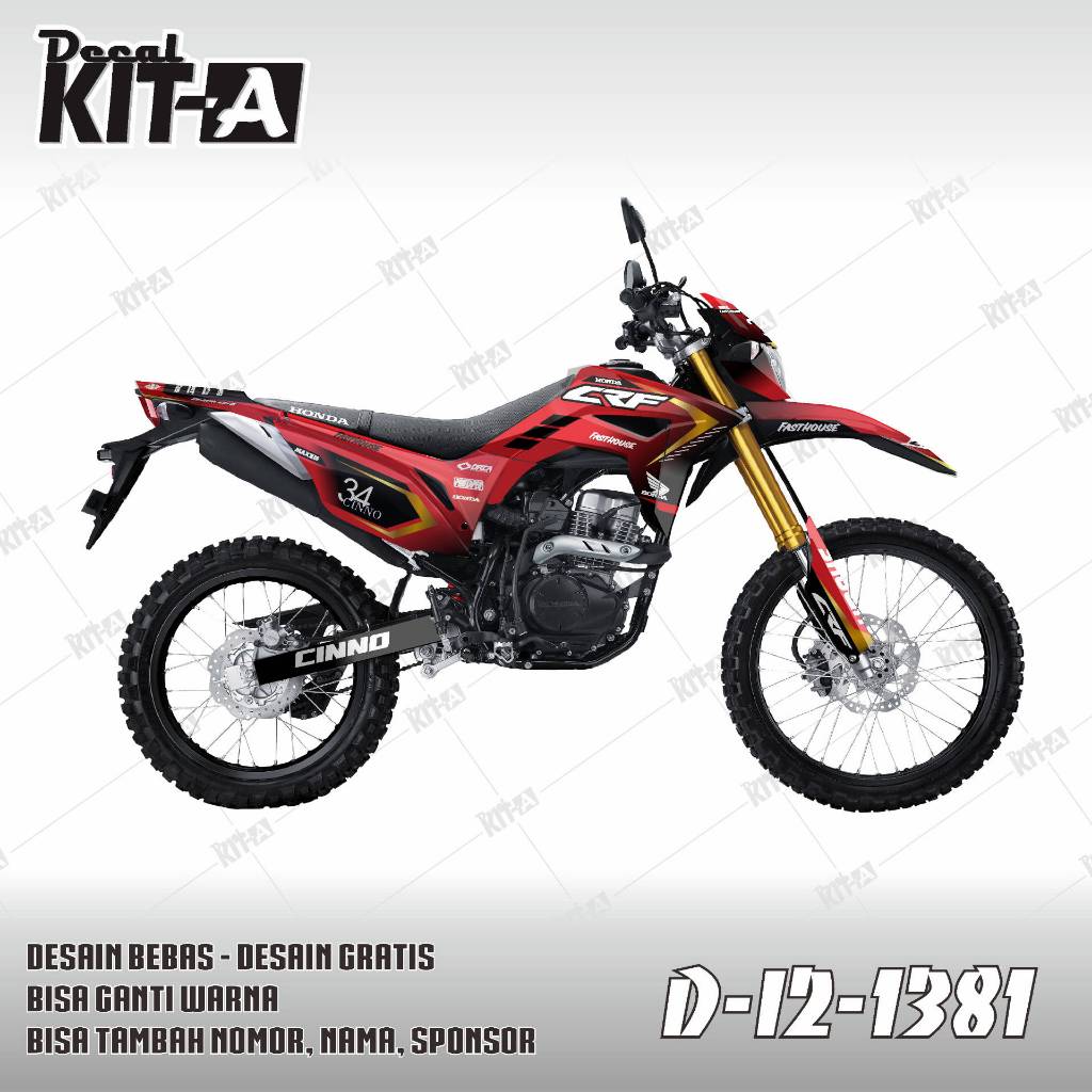 Decal Honda CRF 150L RACING HERAH HITAM LIST EMAS D-I2-1381 D-I2-615