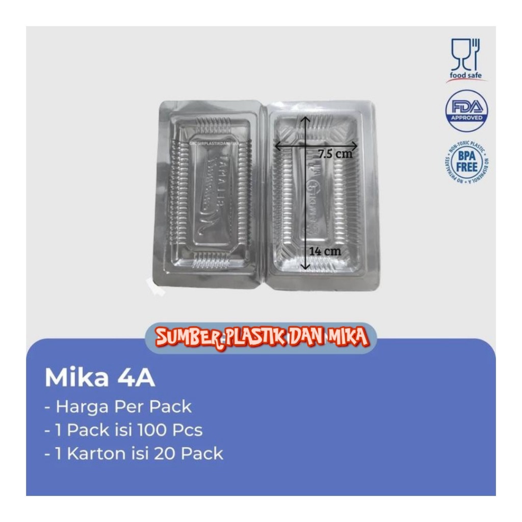 [ 100PCS ] Mika Nasi Kuning 4A Mika Bening Tempat Kue Makanan Nasi Kuning Mie goreng Mika M4