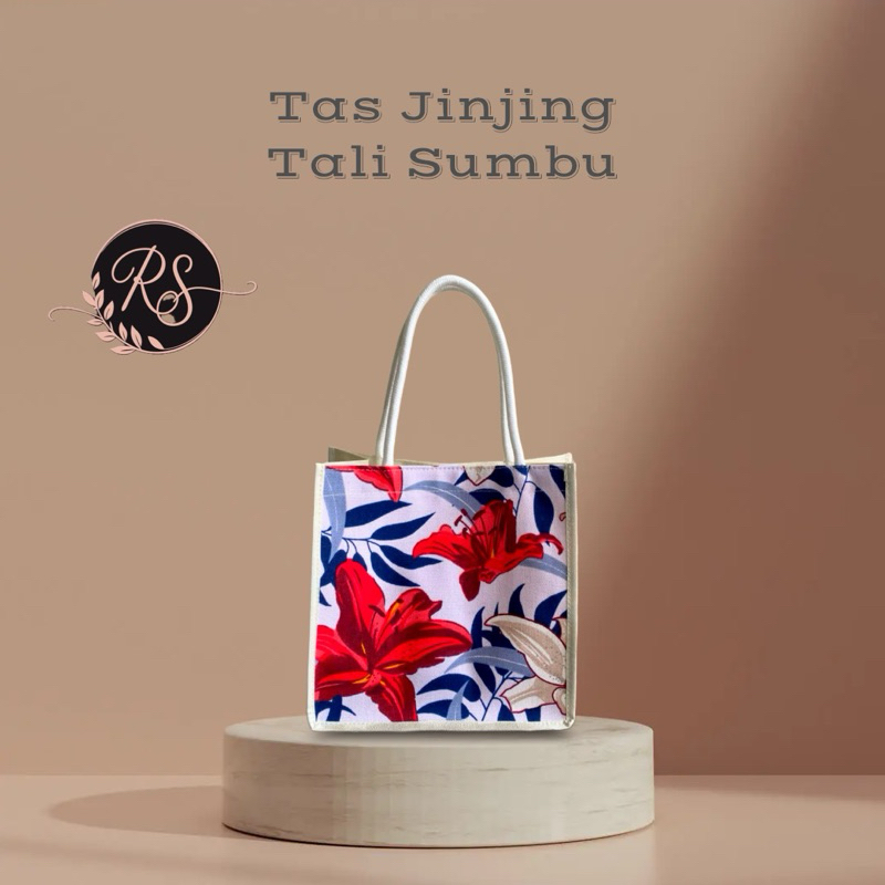 Totebag Mini Tali Sumbu/Polyster Cream/Totebag Mini Polyster Mix Kanvas