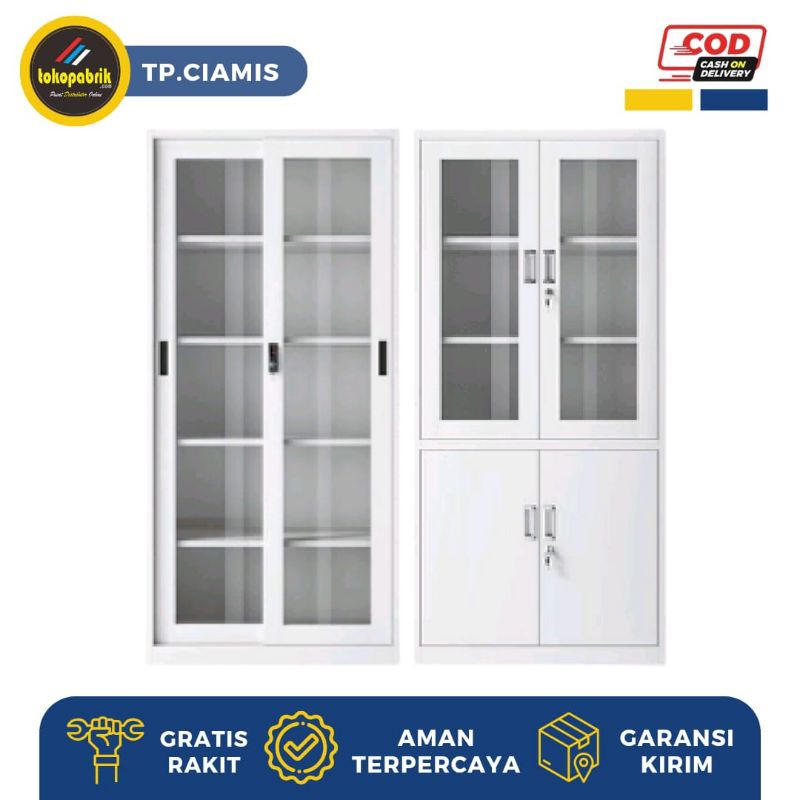 Lemari Kantor Besi 2 Pintu / Lemari Arsip Kantor Sekolah / Lemari Besi Kabinet Minimalis Murah Ciami