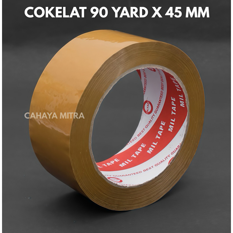 

Lakban Plastik Miltape Opp 90 Yard x 45 Mm Transparan Coklat Isolasi Packing Murah
