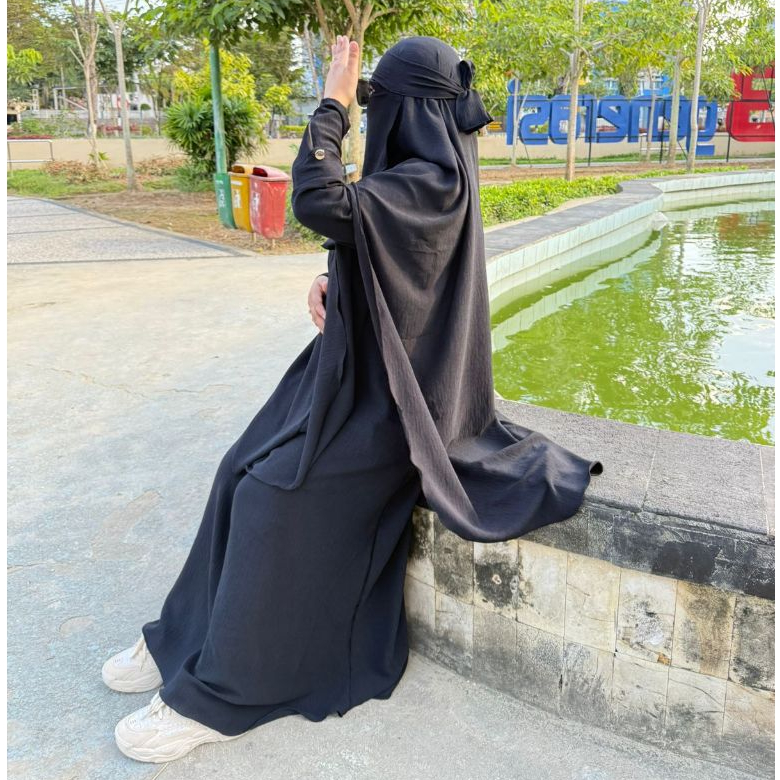 RB NH gamis zayra syari jiper mewah besic umroh 1 set cadar bandana