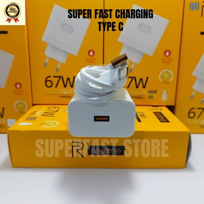 CHARGER REALME 67W/67WATT TYPE C SUPERDART SUPER FAST CHARGING CASAN ORIGINAL