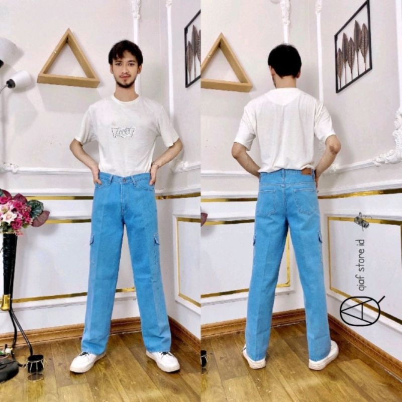 Celana Cargo Pants Jeans - Celana Loose Pants jeans Pria - Highwaist jeans