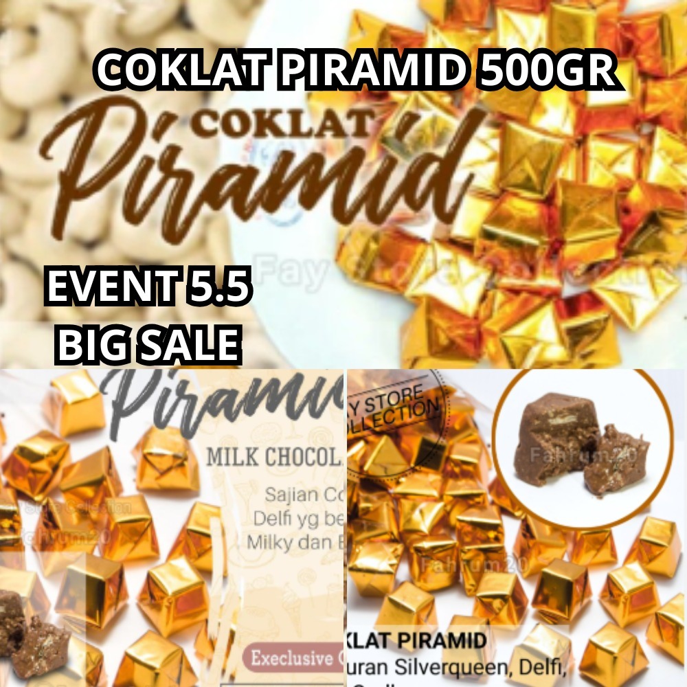 

COKLAT PIRAMID 500g isi 70pcs leburan silverqueen mix coklat milk isi kacang mede