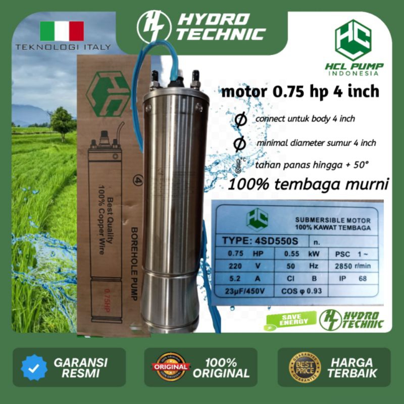 motor /mesin submersible hcl pump 0.75 hp 1 phase