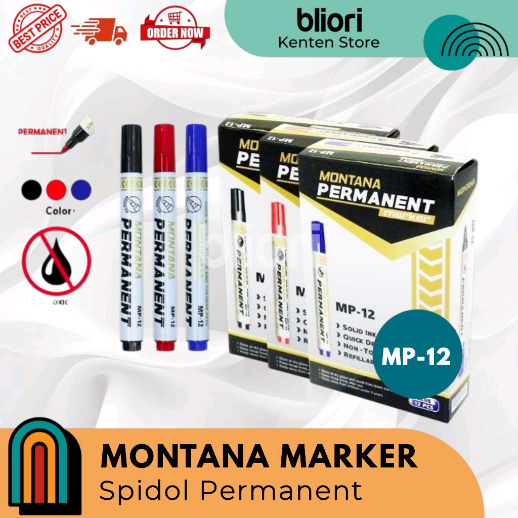 

MONTANA Spidol permanent MP-12 hitam biru merah