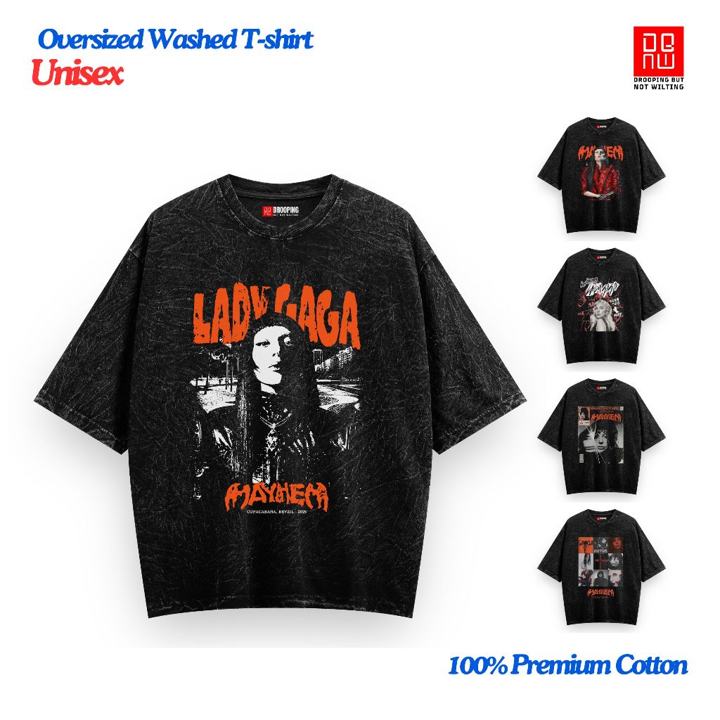 DBNW Kaos LADY GAGA Tour Mahyem Washed Tshirt Oversize kaos vintage lady-26
