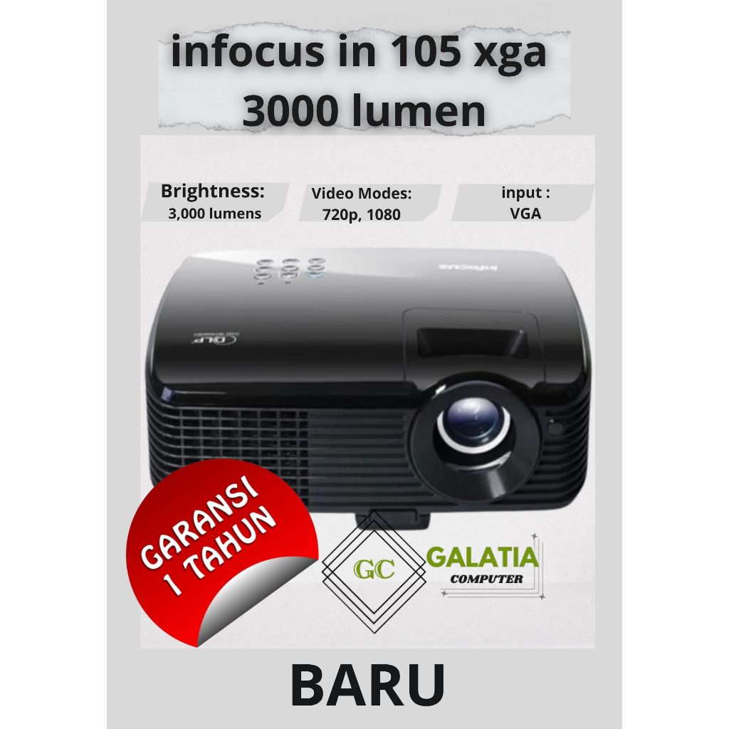 proyektor infocus in 105 xga 3000 lumen baru dan bergaransi