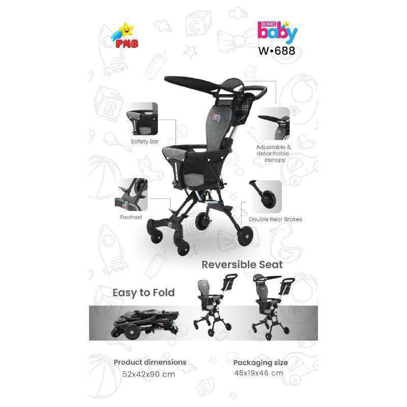 STROLLER W-688 / Stroller 3 roda / Stroller lipat/ Stroller travel