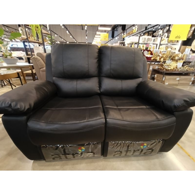 Livana Kursi Sandaran Sofa Recliner 2 Seater warna Hitam Bahan Air Kulit By Atria