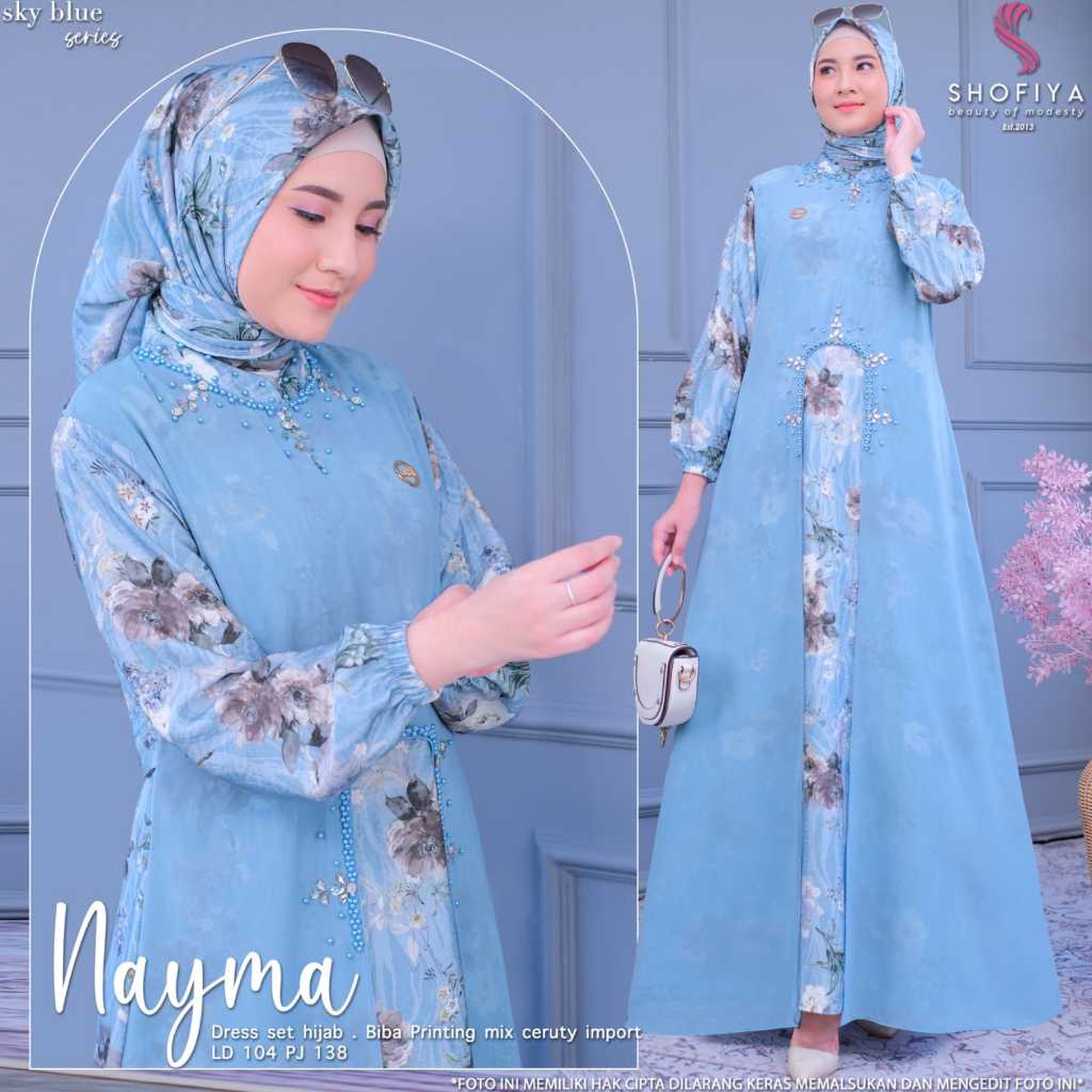 [LD 104] NAYMA SET HIJAB DRESS GAMIS WANITA GAUN MUSLIMAH TERBARU PESTA LD 110 ORI BY FATIHA