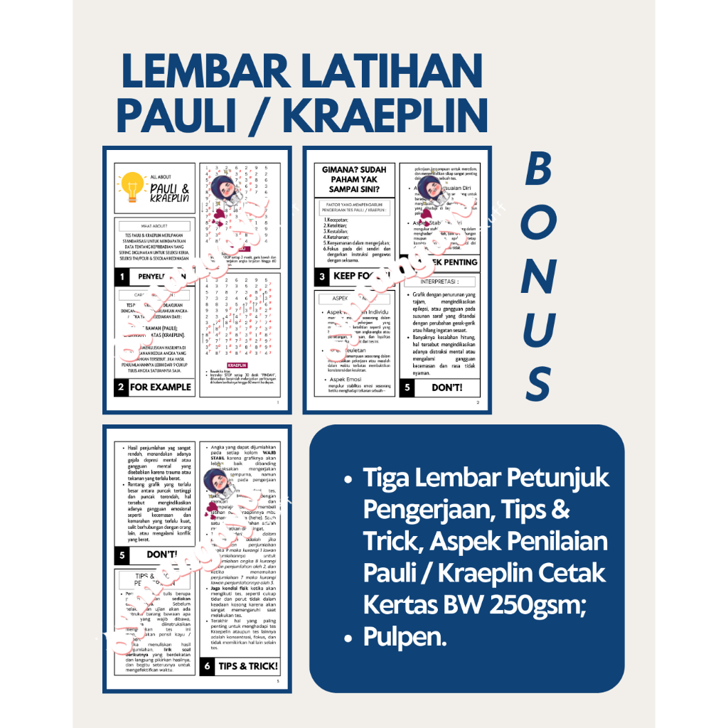 

LEMBAR TES KORAN / TES PAULI / TES KRAEPLIN A3 (10 Lembar)