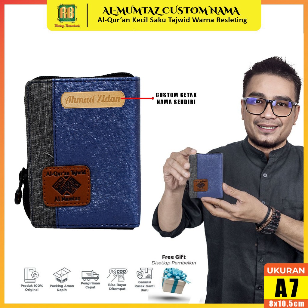 Alquran Kecil Tilawah Al-Mumtaz A7 Resleting Saku Non Terjemah Tajwid Warna Al Quran Tanpa Terjemaha