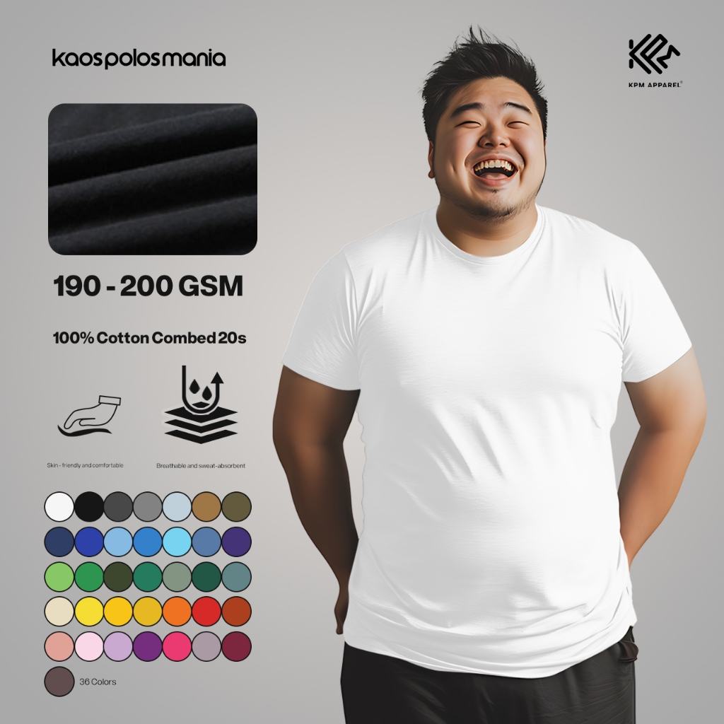 [TEBAL] PART 1 KPM Apparel Kaos Classic Premium Big Size Cotton Combed 20s Lengan Pendek Katun Polos