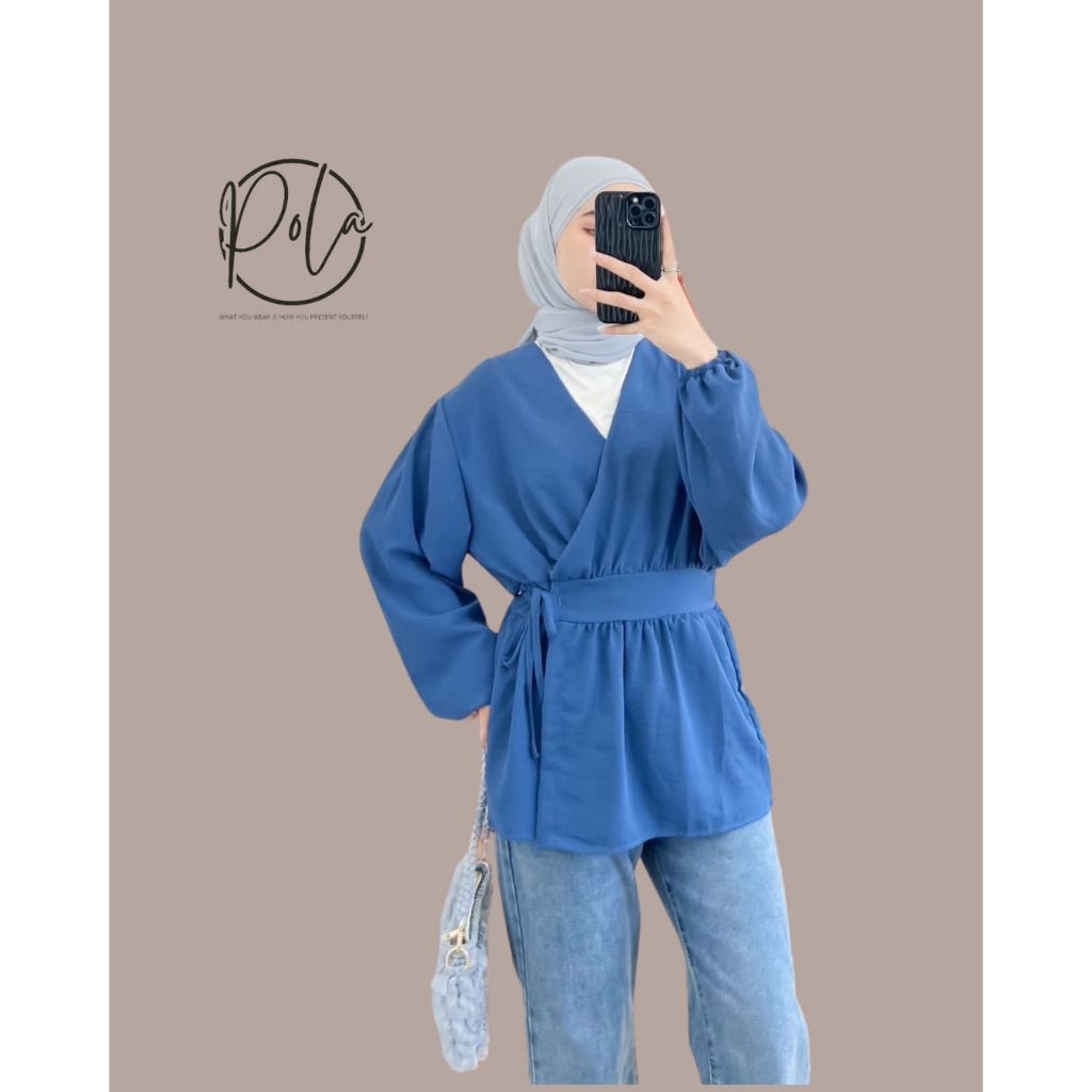 Pola Wear Kimono Outer Wanita Pixy Atasan Crinkle Airflow Fit To XL