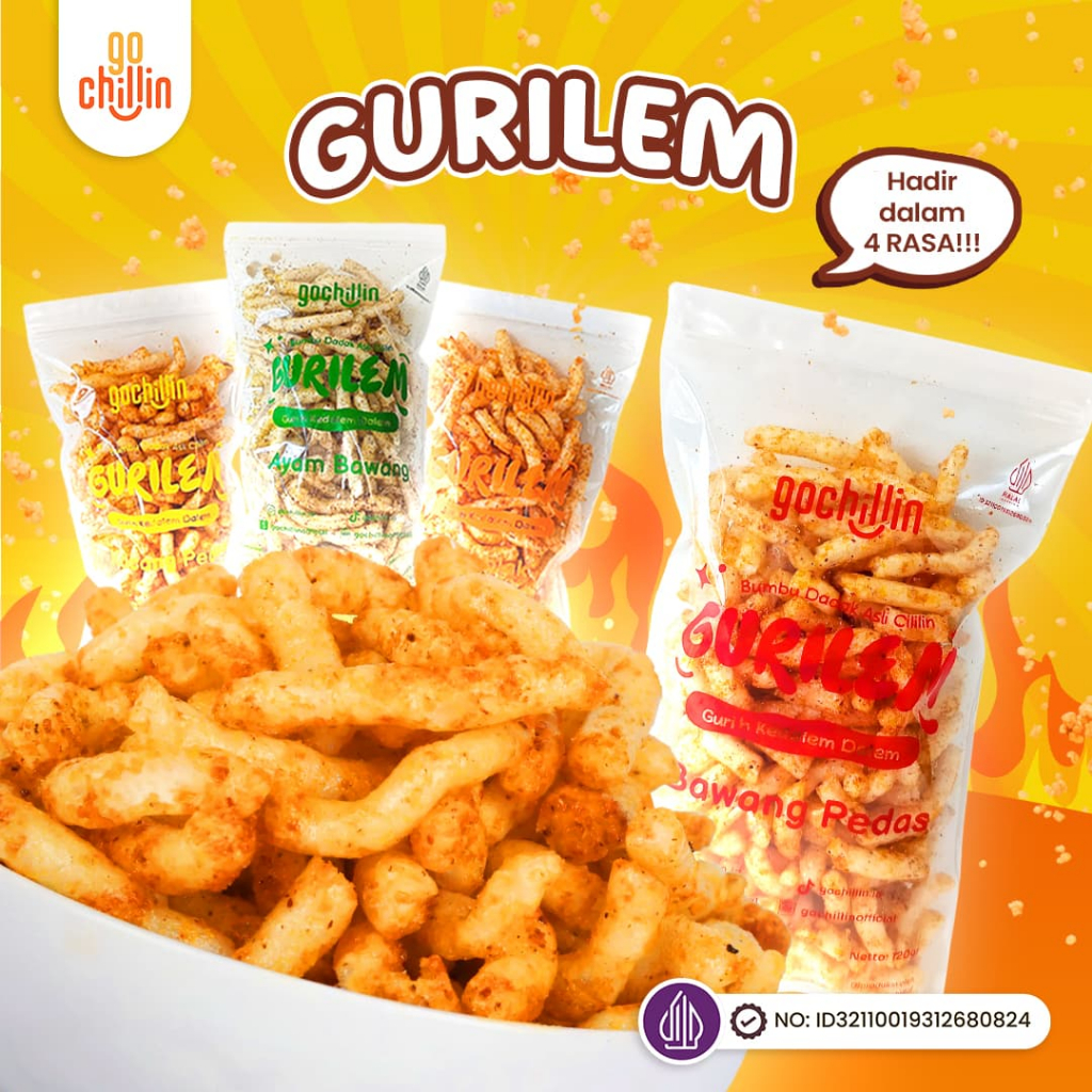 

Gochillin - Kerupuk Gurilem Ikan Asli Cililin Pedas Bawang Kacang Gurih Halal