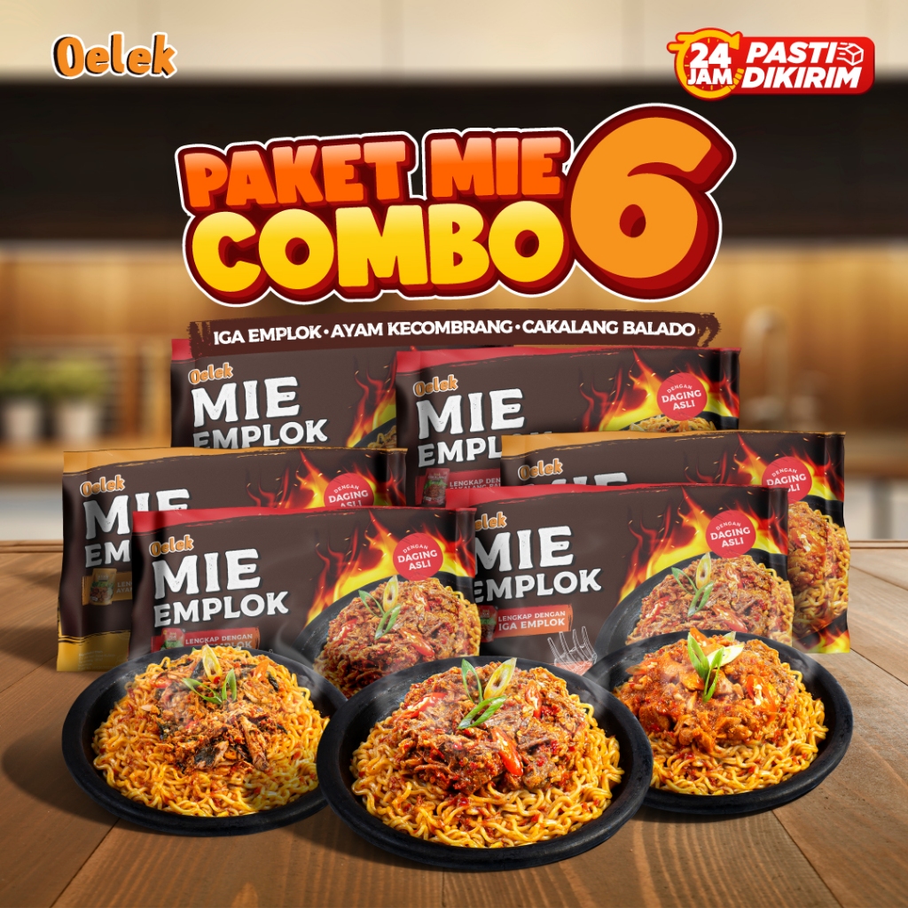 

[Dapat 6 Pcs] Paket Mie Emplok Goreng Combo Varian Iga Emplok / Cakalang Balado / Ayam Kecombrang / Mie Pedes Spicy Instan Siap Saji
