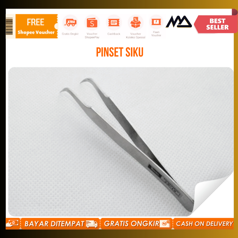 Pinset siku untuk elektronik / Pinset Siku Stainless Steel Laboratorium / Pinset siku stainless