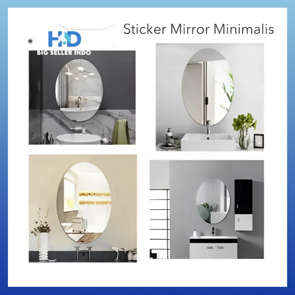 BS Miror Stiker Cermin Dinding Oval Stiker Cermin Dinding Kaca Cermin Decoration Mirror Wall Sticker