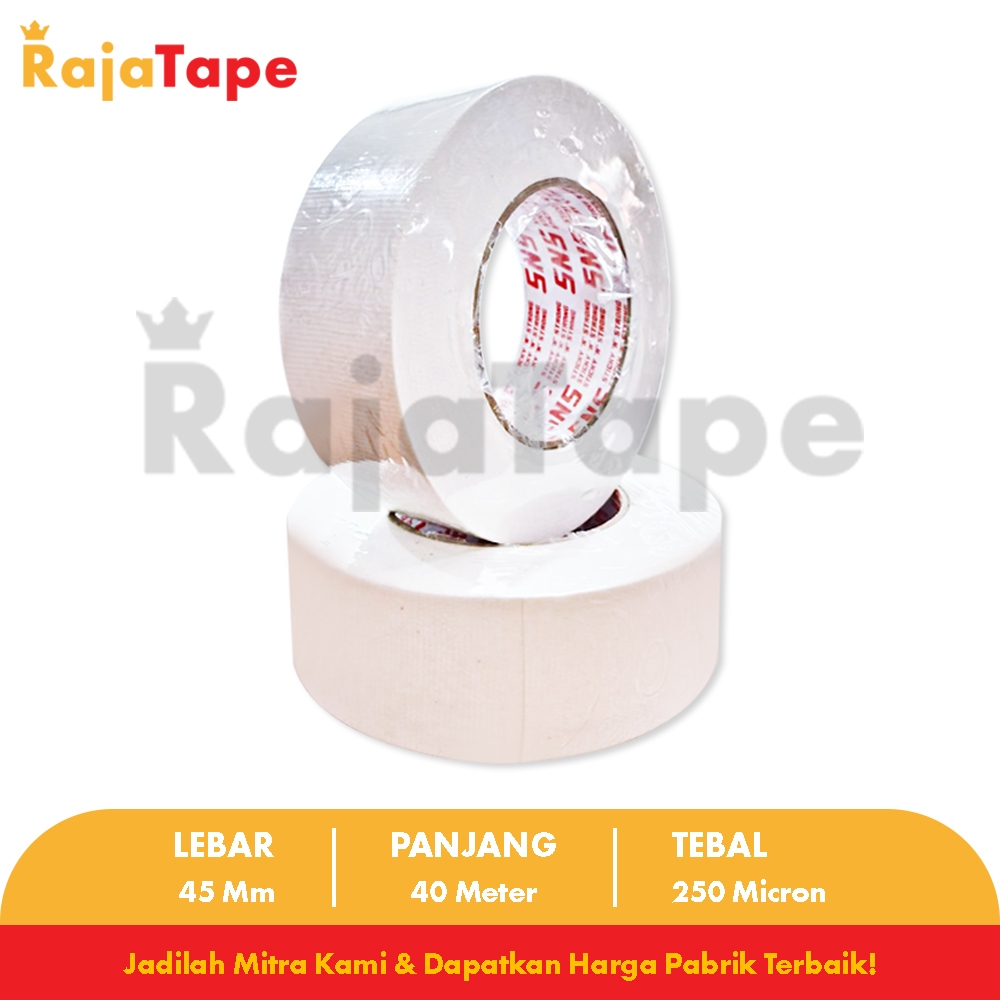 

YEN Lakban Kain Hitam/Kuning/Putih Jumbo / Cloth Tape Jumbo 40 Meter X 45 Mm X 250 Mic SNS RAJA TAPE