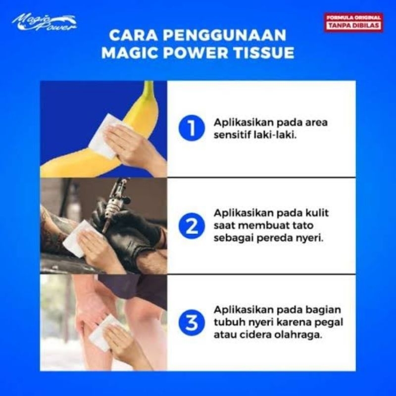 Reydokurniawan Magic Power Tisu Ice Blast 1 Box 6 Sachet / Antiseptic Tissue Magic Ice Blast 1 Box 6