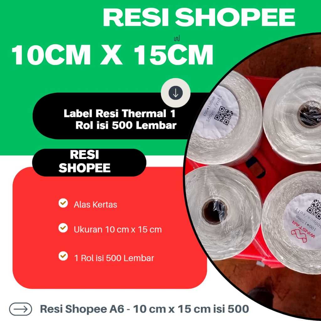 

Label Resi 100 x 150 A6 Kertas Stiker Thermal 500 pcs Alas KERTAS Bukan PLASTIK