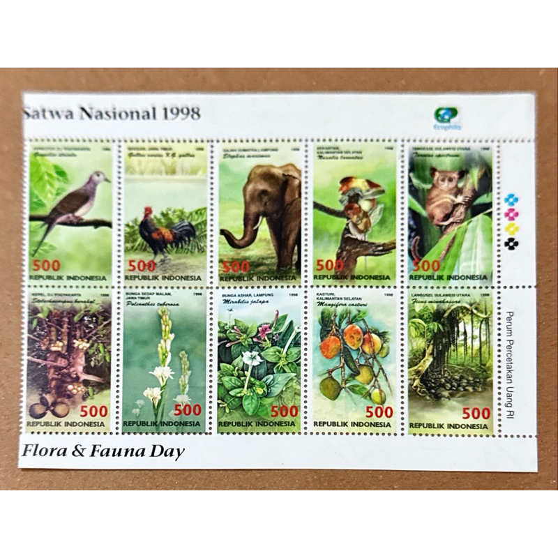 

(BA) PRANGKO INDONESIA 1998 CINTA PUSPA DAN SATWA 10V COMPLIT SET. MNH.