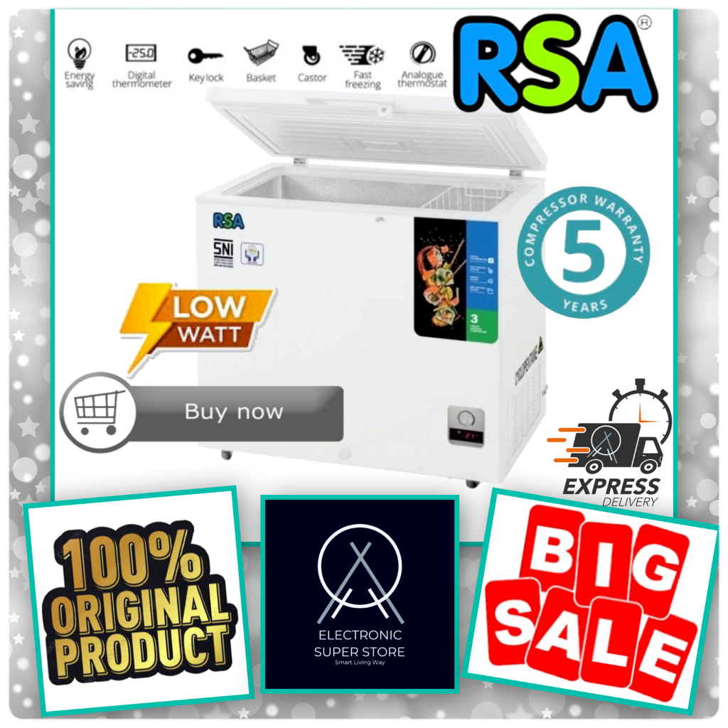 RSA CHEST FREEZER CF-310 CF310 CF 310 FREEZER 310L FAST FREEZING SUPER LOW WATT RSA