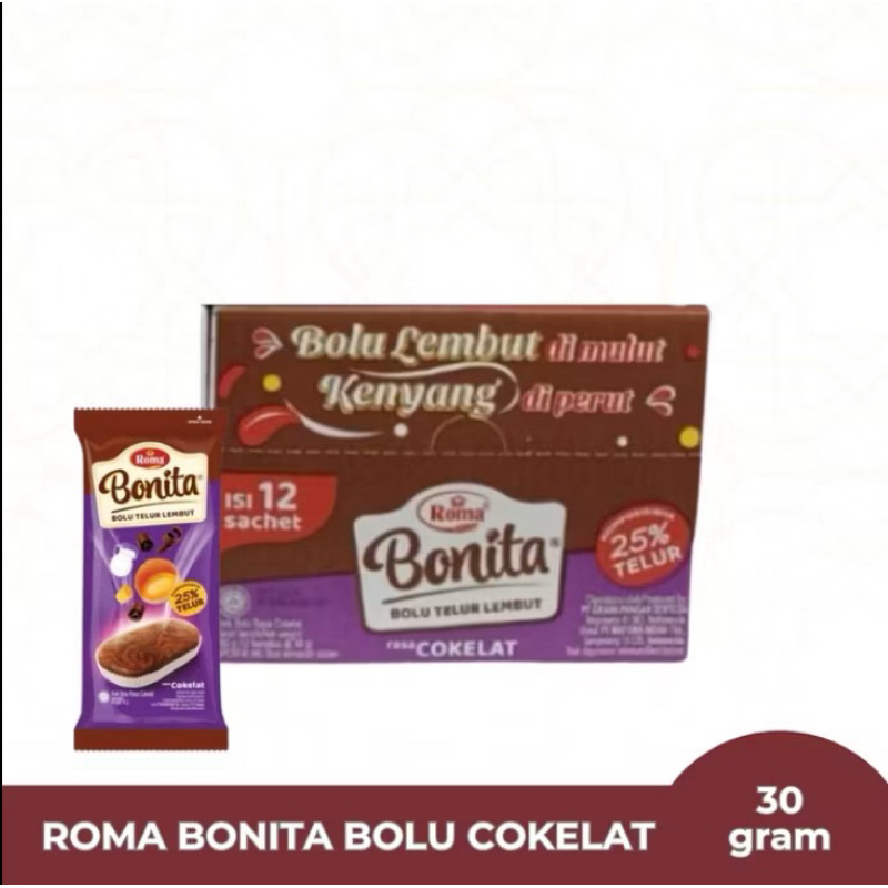 

Roma Bonita Bolu Coklat 30 gr - 1 Box isi 12 Bks