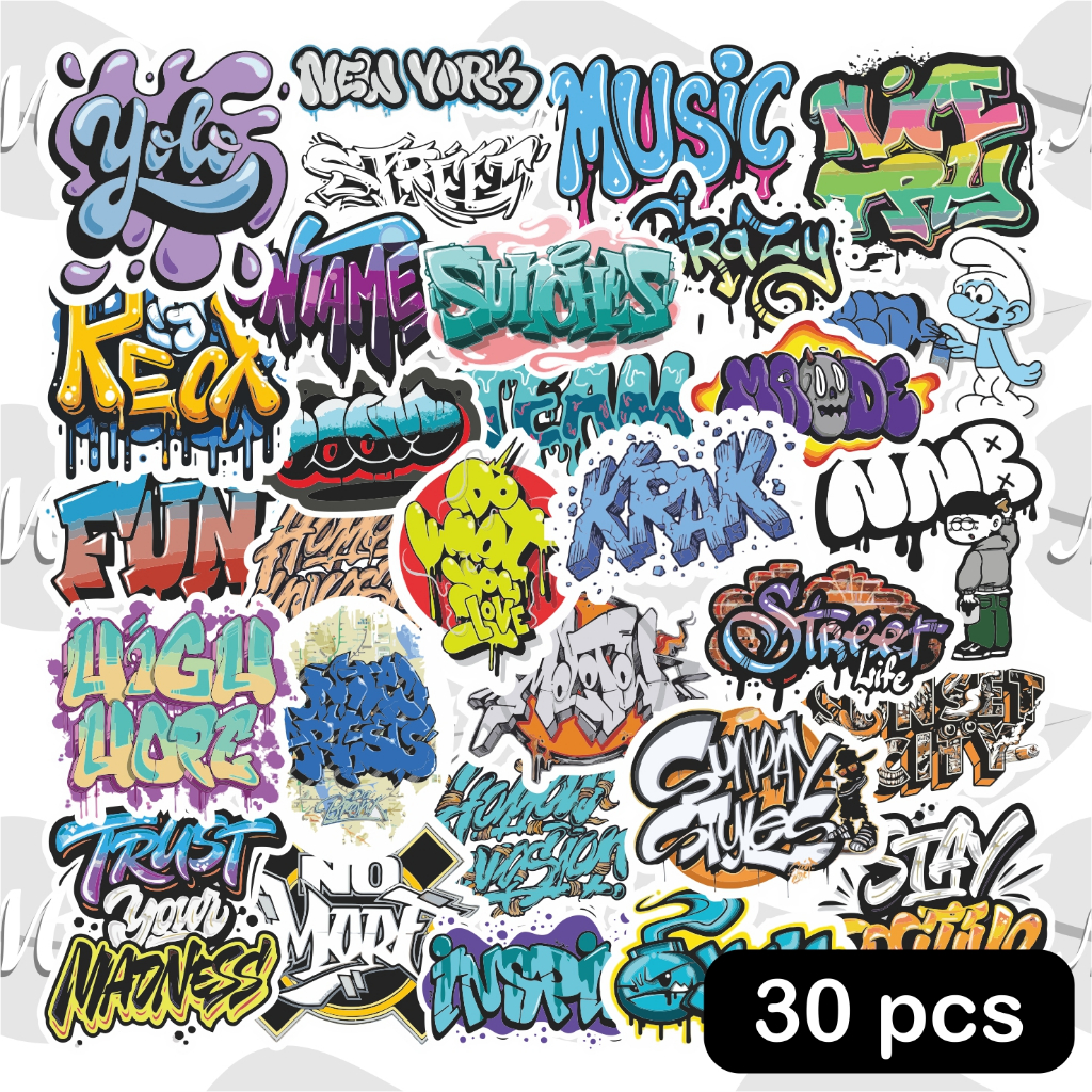 

(30 pcs) Stiker Graffiti 2 | Sticker waterproof Pack grafitti grafiti tahan anti air tumbler laptop