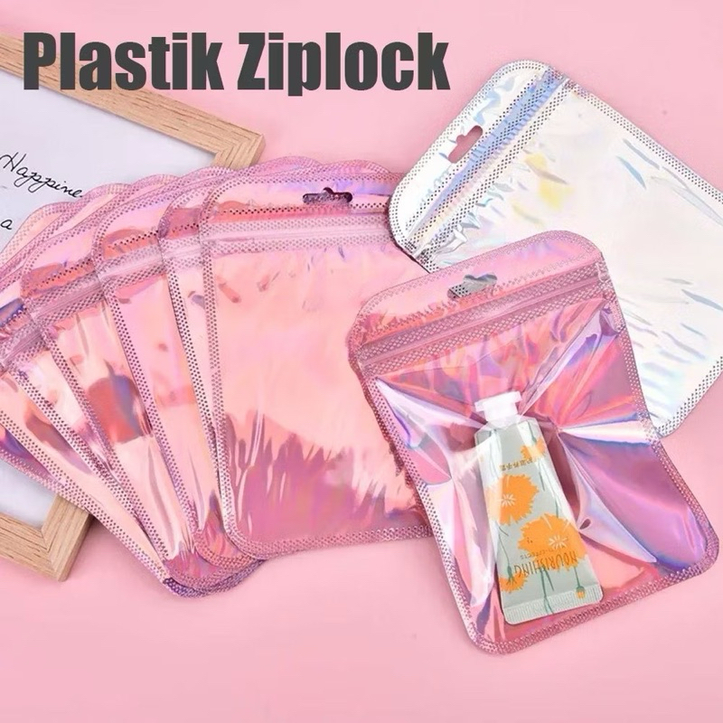 

【ECER 1pc】 Plastik Klip Ziplock Kemasan Perhiasan Aksesoris Hologram