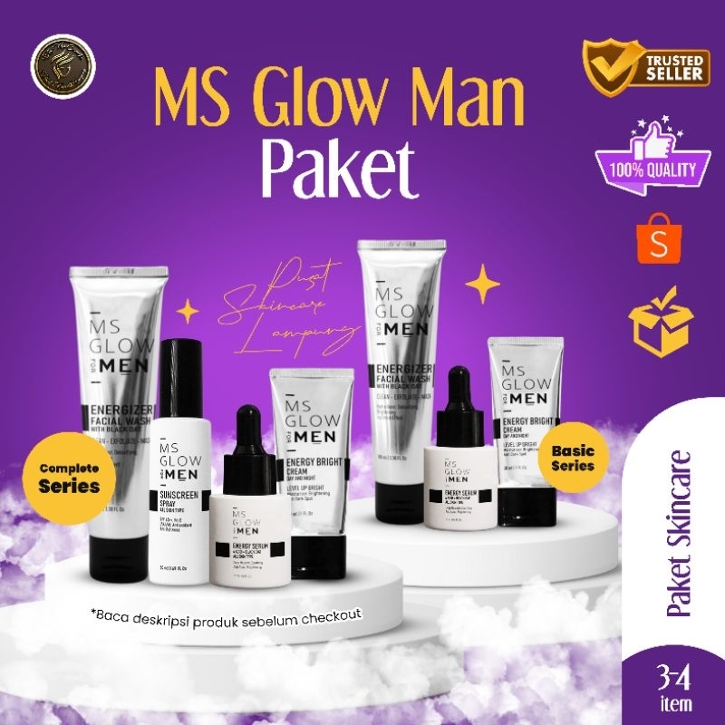 PAKET MS GLOW MAN PERAWATAN WAJAH KUSAM BERJERAWAT KHUSUS PRIA