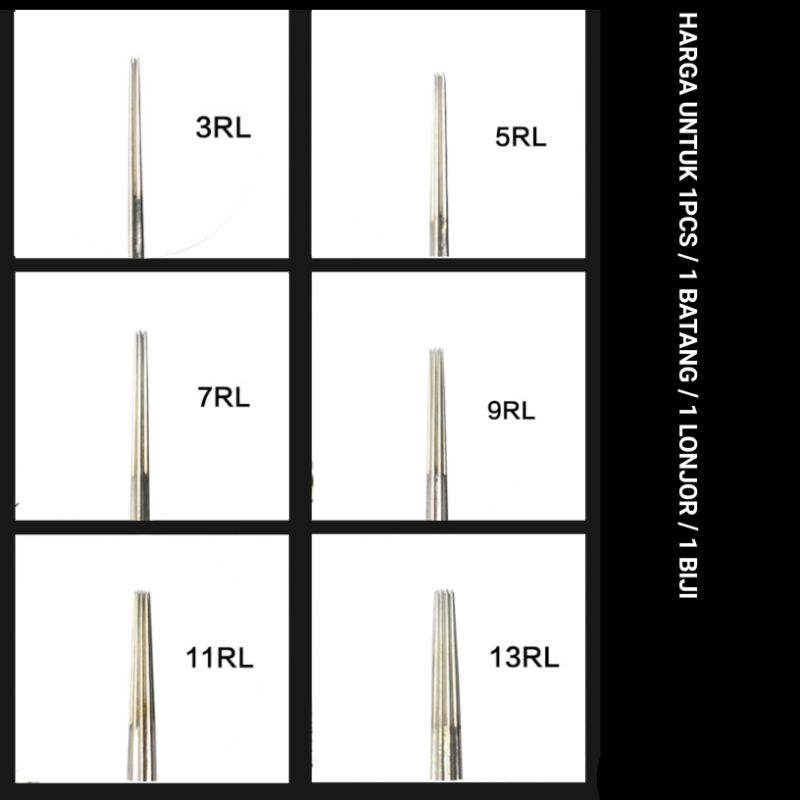RL - 1 PCS - Needle Tattoo Satu Batang - Jarum Tato & Handpoke Ukuran 3RL 5RL 7RL 9RL 11RL   - Liner