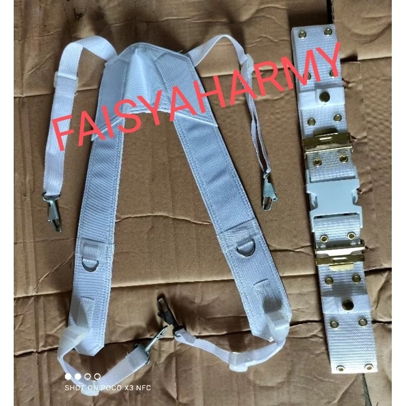 1SET KOPEL KOMANDO PUTIH + DAHRIM WARNA PUTIH TNI POLRI