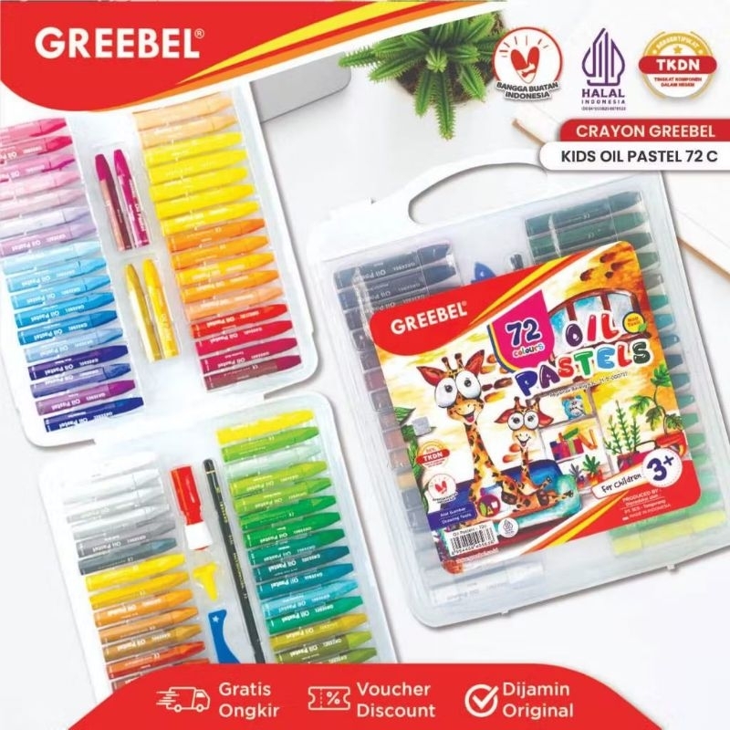

GREEBEL Crayon Krayon Kids 72 Warna CS / Kids Oil Pastel 72CS (KOP72CS) Crayon Set Mewarnai Profesional
