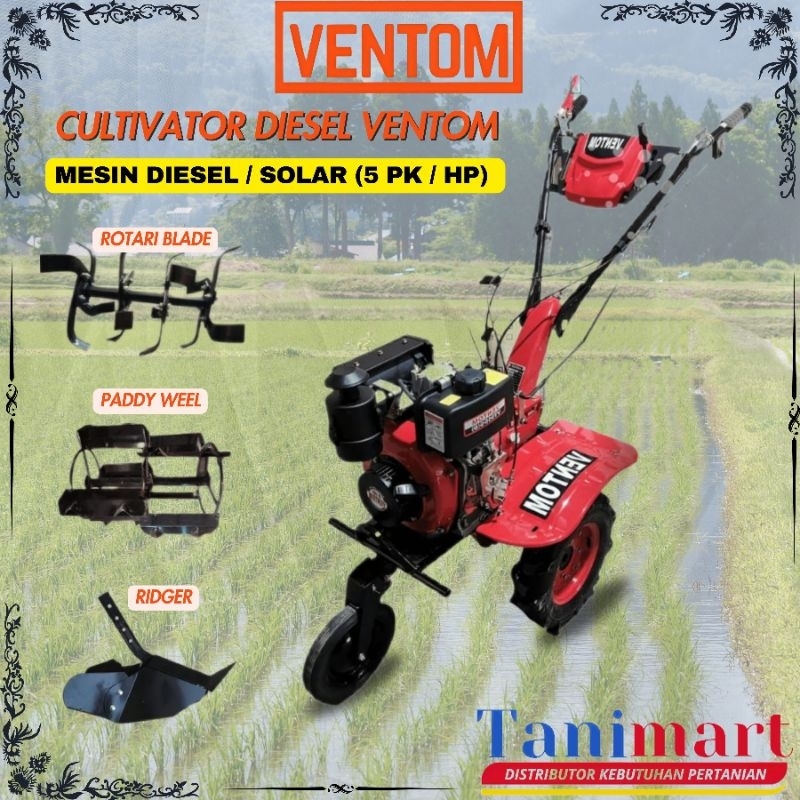 Cultivator Ventom Diesel/ Mini Power Tiller / Mesin Bajak Ventom / Mesin Bajak Sawah Murah