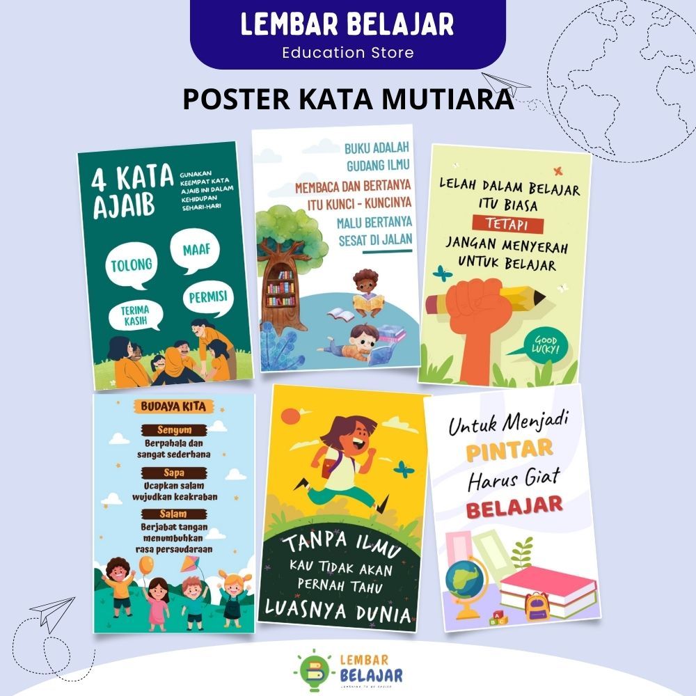 Poster Edukasi Kata Mutiara - Poster Quotes Pajangan Kelas - Poster Belajar