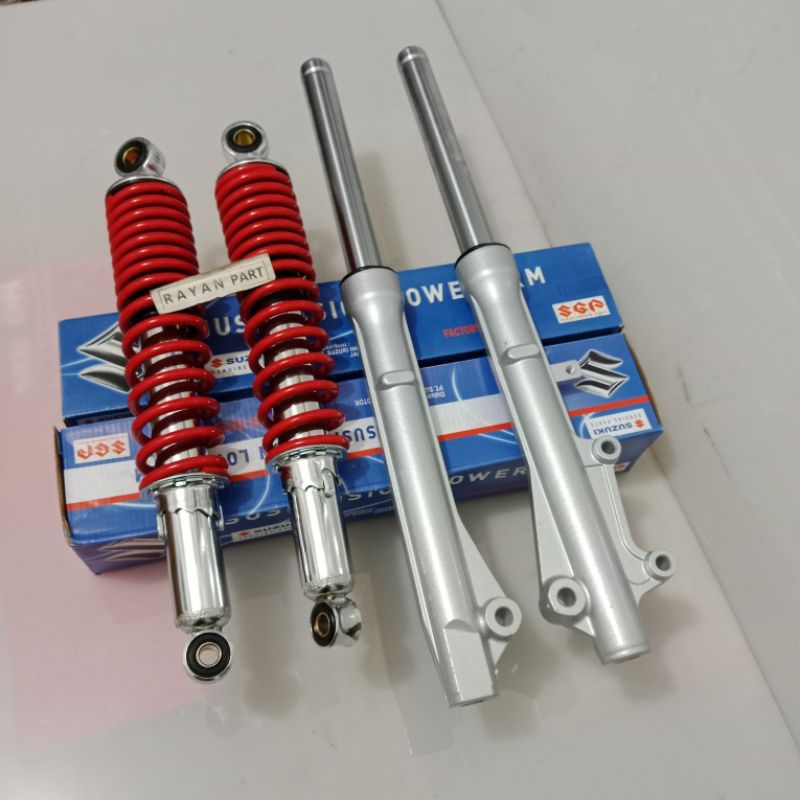 SHOCK DEPAN+BELAKANG SHOGUN SP 125 SHOGUN SP 125R SHOGUN SP TINGGAL PASANG MERAH