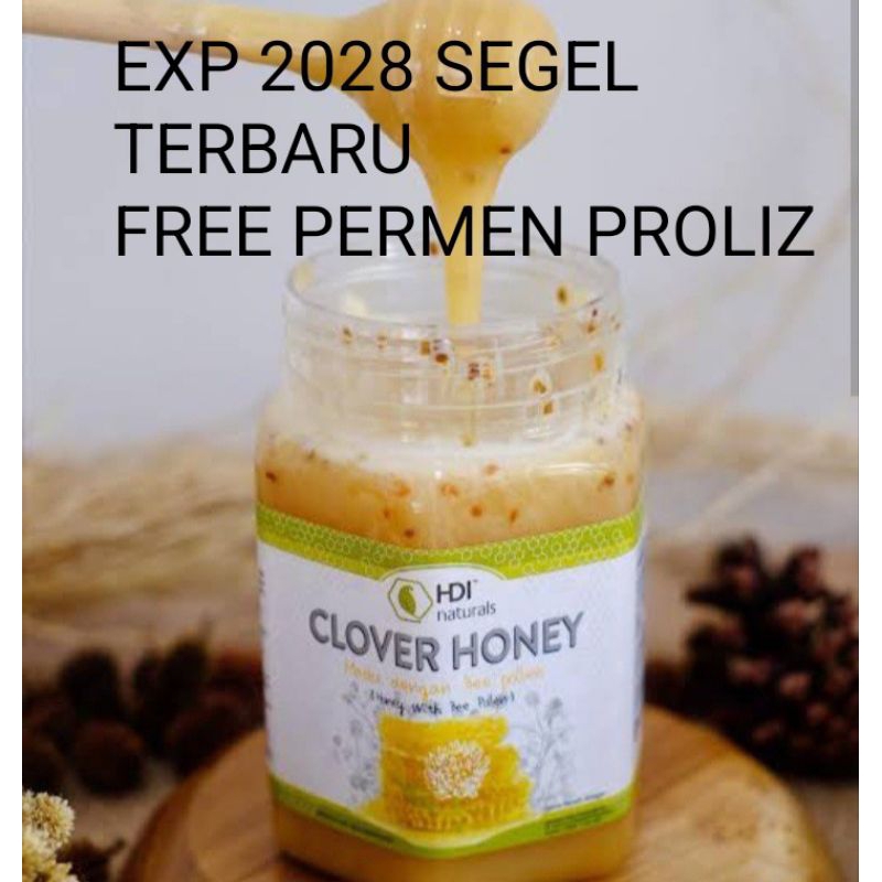 

madu clover honey 500gr exp 2028 free permen proliz+sendok kayu