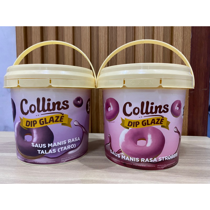 

Collins Dip Glaze 1kg Selai Coklat Tiramisu Stoberi Taro Toping Kue Donat Pisang