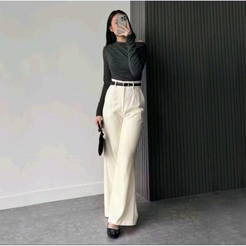 ETTA Pants -Flare Pants -Highwaist Pants -Highwaist Kulot Cutbray Tanpa karet